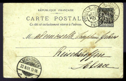 ENTIER POSTAL D'ÉPINAL - 1901 - POUR REICHSHOFEN - Standard Covers & Stamped On Demand (before 1995)