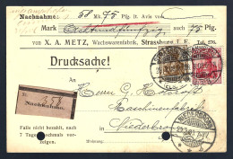 LETTRE DE STRASBOURG - 1908 - POUR STRASBOURG - NACHNAHME -  - Covers & Documents