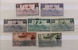 Egypt 1941 -1946, Airmail  Rare Complete Set Of The Airplane Over Pyramids Of GIZA & Airmail Set Of 1953, VF - Usati