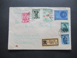 Österreich 1956 Trachten 3 Werte MiF Nr.1026 Und 1027 Einschreiben Wien 62 In Die CSR Gesendet - Briefe U. Dokumente