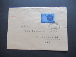 Österreich 1956 / 1957 Michel Nr.1026 Weltkraftkonferenz EF Stempel Leoben Göss In Die CSR Gesendet - Lettres & Documents