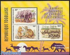 Togo 1974 Animals S/s, Mint NH, Nature - Animals (others & Mixed) - Cat Family - Elephants - Rhinoceros - Togo (1960-...)