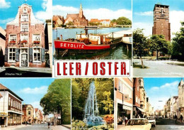 72942104 Leer Ostfriesland Aeltestes Haus Strassenpartie Springbrunnen Wassertur - Leer