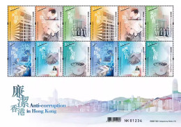 China Hong Kong 2024 Anti-corruption In Hong Kong Stamp Sheetlet MNH - Blocks & Kleinbögen