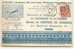 PARIS IX - Boulevard Montmartre - Monsieur A. Gallois - Le Courrier De La Presse Bureau De Coupures De Journaux - Arrondissement: 09