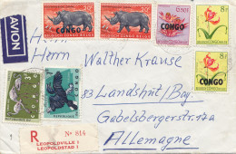 Belgisch-Kongo: Brief Nach Deutschland: Nashorn, Flamingo - Altri & Non Classificati