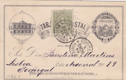 1885: Uruguay Post Card To Portugal - Ouganda (1962-...)