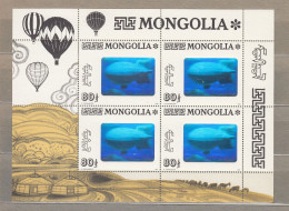 MONGOLIA 1993 Dirigible Hologram MNH MS Michel Klb 2482 CV 12 EUR #21854 - Mongolei