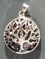 Bijoux - Pendentif Arbre De Vie En Pierre Naturelle Alliage De Zinc Diamètre 28 Mm - Voir Scans Recto Verso - Pendenti