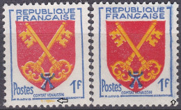 18078 Variété : N° 1047 Blason Comtat Venaissin Tache Rouge + Défaut D'essuyage Du Cadre Droit  ** - Nuovi