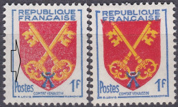 18079 Variété : N° 1047 Blason Comtat Venaissin Impression Défectueuse Du Rouge + Normal  ** - Ungebraucht