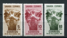 SAHARA ESPAÑOL FAUNA DÍA DEL SELLO 1952 Yv 85/7 MNH - Sahara Spagnolo