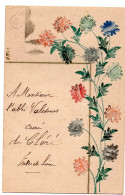 37 CLERE  - FLEURS  - CARTE REALISEE AVEC DES TIMBRES DECOUPES POUR L ABBE VALESMES CURE DE CLERE - Cléré-les-Pins