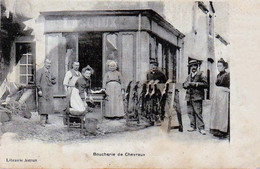 DEPT 46 BOUCHERIE DE CHEVREAUX TRES BELLE  ANIMATION 9X14 REIMPRESSION DE CARTES ANCIENNES - Bretenoux