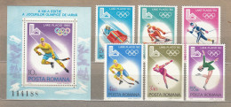 ROMANIA 1980 Winter Olympic Games MNH Michel 3666-3671, Bl 164 #Sport149 - Inverno1980: Lake Placid