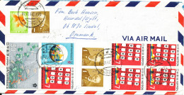 Japan Air Mail Cover Sent To Denmark Fukuoka 12-10-1971 Topic Stamps From Booklet Expo 70 - Poste Aérienne