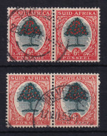 South Africa: 1947/54   Orange Tree    SG119/119a    6d   Red-orange And Brown-orange [Die III]    Used Pair - Gebraucht