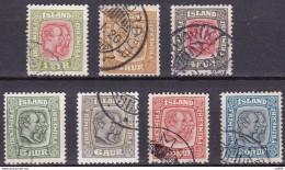 IS013 – ISLANDE – ICELAND – 1915/18 – KINGS CHRISTIAN IX & FREDERIK VII – Y&T # 75/81 USED 180 € - Oblitérés