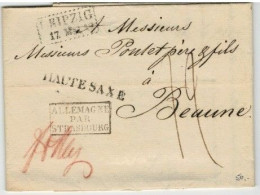 Lac De LEIPZIG + Cachets HAUTE SAXE  Et ALLEMAGNE PAR STRASBOURG  1819 - Entry Postmarks