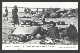 Tchad. Lot De 2 Cartes : Fort Lamy (N'Djaména) Marché Sur Les Bords Du Chari / Sur Les Terrasses (A19p11) - Tchad