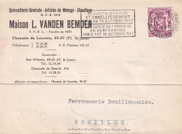 1947 Quincaillerie Generale Maison L Vanden Bemden Bruxelles Noord Bouillon Ferronnerie - Covers & Documents