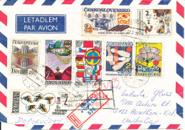 Czechoslovakia Registered Air Mail Cover Sent To Australia 27-2-1990 With A Lot Of Topic Stamps - Luftpost