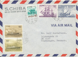 Japan Air Mail Cover Sent To Denmark Nishijin 23-6-1976 Topic Stamps SHIPS - Corréo Aéreo