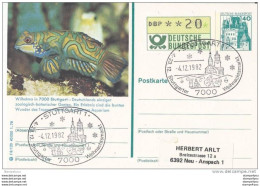 78 - 8 -  Entier Postal Allemand Avec Illustration "poisson" Et Oblit Spéciale Stuttgart 1982 Weihnachtsmarkt - Cartes Postales Illustrées - Oblitérées