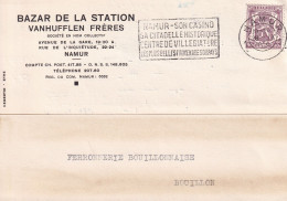 1950 BAZAR DE LA STATION VANHUFFLEN FRERES NAMUR Petit Lion  FERRONNERIE BOUILLON - Covers & Documents