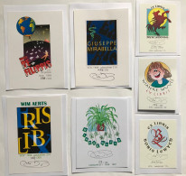 Lot 12 Ex-libris Wuyts. Calligraphie Cheval Femme Plante. Lot 12 Exlibris Wuyts. Callygraphy Lettering Girl Horse Plant - Ex-libris