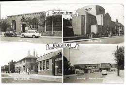 BEESTON (GB) Greetings From... Library, Post-Office, Junior School, Church Ed. A.W. Bourne - Autres & Non Classés