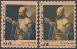 18583 Variété : N° 2828 Georges De La Tour Habit Rose Au Lieu De Jaune + Normal  ** - Unused Stamps