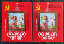 XXII JUEGOS OLIMPICOS MOSCU 80-  HOJAS BLOQUE DORADAS PERFORADAS E IMPEREFORADA - Guinea Equatoriale