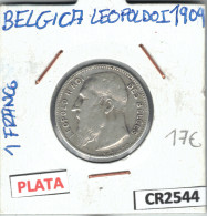 CR2544 MONEDA 1 FRANCO BELGICA LEOPOLDO II PLATA 1909 - Andere - Europa