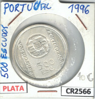 CR2566 MONEDA 500 ESCUDOS PORTUGAL 150 ANIVERSARIO DEL BANCO DE PORTUGAL PLATA 1996 - Andere - Europa