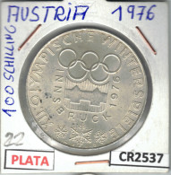 CR2537 MONEDA 100 SCHILLING AUSTRIA PLATA 1976 XII OLYMPISCHE WINTER SPIELE - Andere - Europa