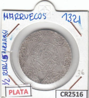 CR2516 MONEDA MARRUECOS MEDIO RIAL (5 DIRHAMS) PLATA 1321 - Andere - Afrika