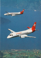 Crossair Saab Cityliner über Beckenried     Ca. 1990 - Beckenried