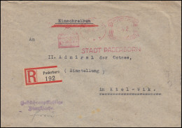 AFS Stadt Paderborn 21.6.35 Rathaus / BS Polizeibehörde, R-Brief Nach Kiel-Wik - Policia – Guardia Civil