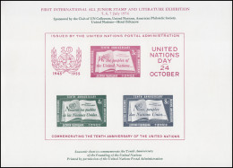UNO New York Block 1 Als Farbsonderdruck Zur Briefmarken-Ausstellung 1974 - Sonstige & Ohne Zuordnung