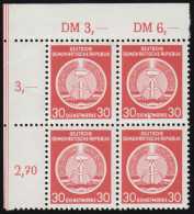 11x XI Dienst 30 Pfennig Als Eckrand-Viererblock Oben Links, Ungefaltet, ** - Postfris