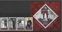 Gibraltar 2007 MNH Diamond Wedding Of QEII & Prince Philip Sg 1196/9 & MS 1200 - Gibraltar