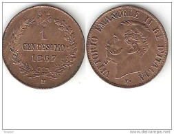 Italy 1 Centesimo 1867 M Km 1.1  Unc !!!!!!catalog Val  Xf+ =60,00$ - 1861-1878 : Vittoro Emanuele II