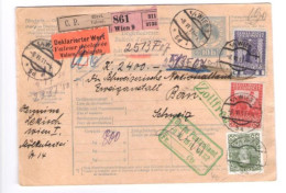 Paketkarte  Mit ANK 173 + 174 Von Wien Österreich Nach Bern Schweiz - Cartas & Documentos