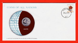 28310 / SINGAPORE 20 Cents 1977 Singapour FRANKLIN MINT Coins Nations Coin Ltd Edition Enveloppe Numismatique Numiscover - Singapur