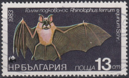 1983 Bulgarien ° Mi:BG 3237, Sn:BG 2943, Yt:BG 2817, Greater Horseshoe Bat (Rhinolophus Ferrumequinum), Fledermaus - Gebraucht