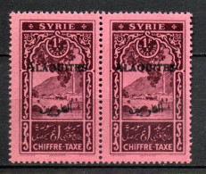 Col41 Colonies Alaouites Taxe N° 7 A Paire Surcharge Noire Neuf XX MNH Luxe Cote Y&T 120,00 € - Unused Stamps