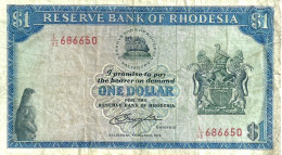 RHODESIA $1 BLUE EMBLEM FRONT CROP FIELD  BACK DATED 01-03-1976 P.30b VF READ DESCRIPTION!! - Rhodesien