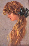 T. CORBELLA * CPA Illustrateur Corbella Italia Italien * N°281-4 * Femme Mode Coiffe Coiffure Noeud Chevaux Tête - Corbella, T.