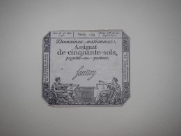 ASSIGNAT DE CINQUANTES SOLS 1793 - Assignats & Mandats Territoriaux